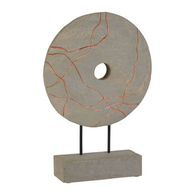 Vena Round Wooden Mango Wood Copper Contemporary Sculpture