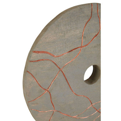 Vena Round Wooden Mango Wood Copper Contemporary Sculpture