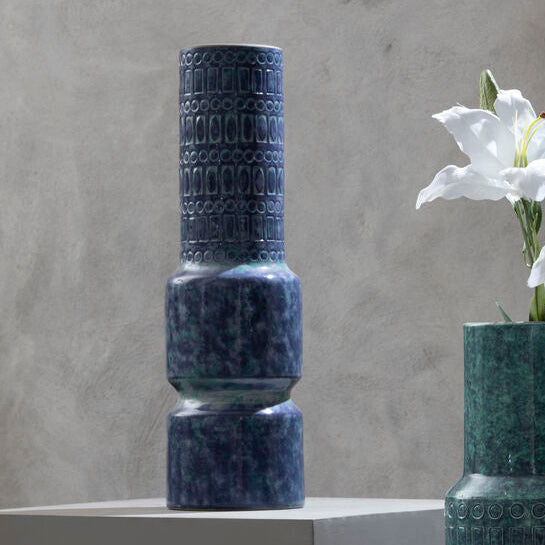 Ciano Large Earthenware Teal Vase