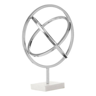 Mirano Silver Spiral Sculpture With Marble Base