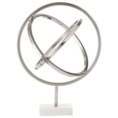 Mirano Silver Spiral Sculpture With Marble Base