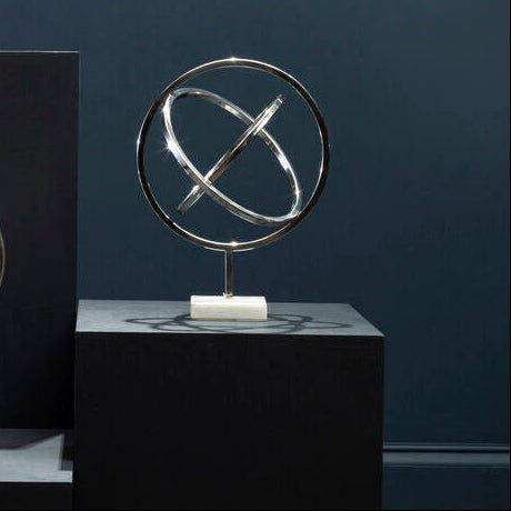 Mirano Silver Spiral Sculpture With Marble Base