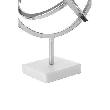 Mirano Silver Spiral Sculpture With Marble Base
