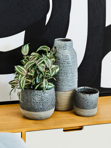 Caldera Large Speckled Stoneware Grey Contemporary Plant Pot