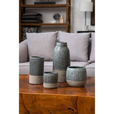 Caldera Large Speckled Stoneware Grey Contemporary Plant Pot