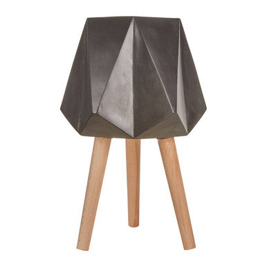 Darnell Large Black Geometric Plant Pot With Legs