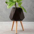 Darnell Large Black Geometric Plant Pot With Legs