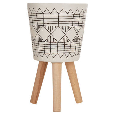 Darnell White & Black Small Planter