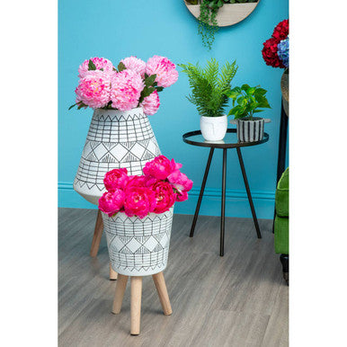 Darnell White & Black Small Planter