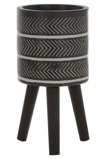 Darnell Small Chevron White Modern Planter