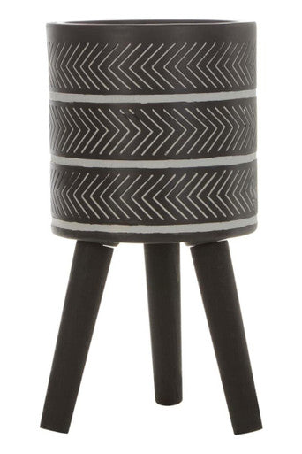 Darnell Small Chevron White Modern Planter