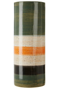 Sorrell Large Green & Orange Stripe Ceramic Vase