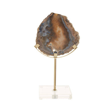 Bowerbird Black & Gold Agate Sculpture