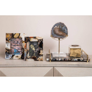 Bowerbird Black & Gold Agate Sculpture