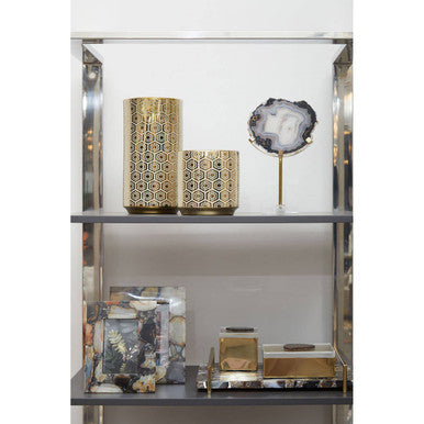Bowerbird Black & Gold Agate Sculpture
