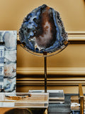 Bowerbird Black & Gold Agate Sculpture