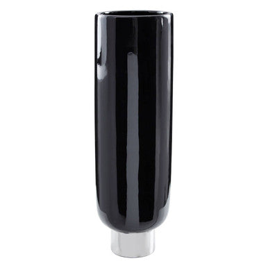Callie Black & Silver Large Pedestal Vase