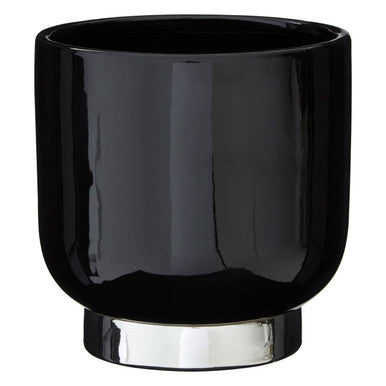 Callie Black Small Planter With Silver Base
