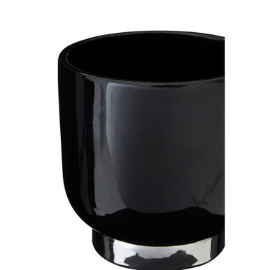 Callie Black Small Planter With Silver Base