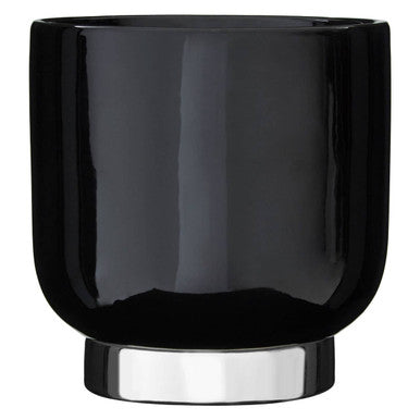 Callie Black Small Planter With Silver Base