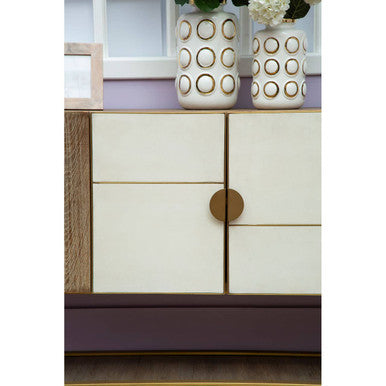 Curva Large White & Gold Ceramic Vase