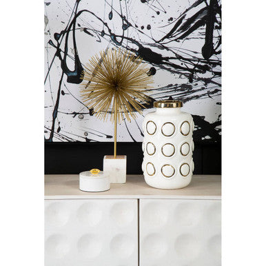 Curva Large White & Gold Ceramic Vase