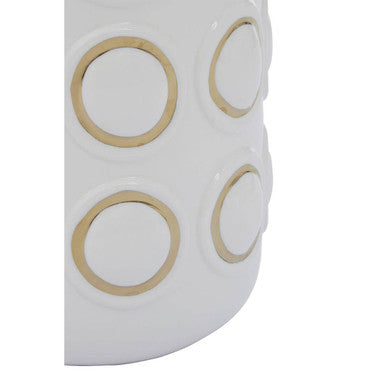 Curva Large White & Gold Ceramic Vase