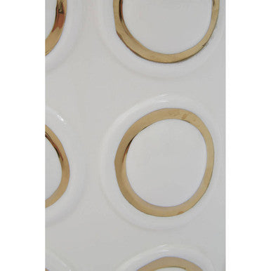Curva Large White & Gold Ceramic Vase