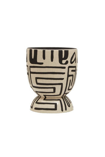 Barren Earthenware White & Black Hand Painted Planter