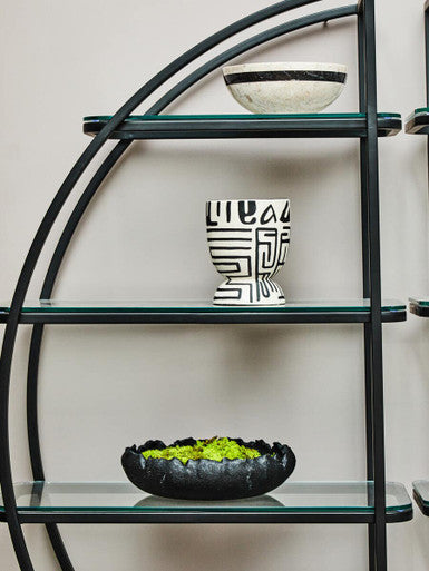 Barren Earthenware White & Black Hand Painted Planter