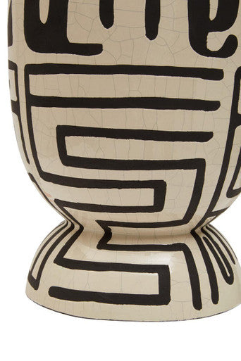 Barren Earthenware White & Black Hand Painted Planter