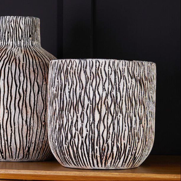 Arid Earthenware Black Modern Planter