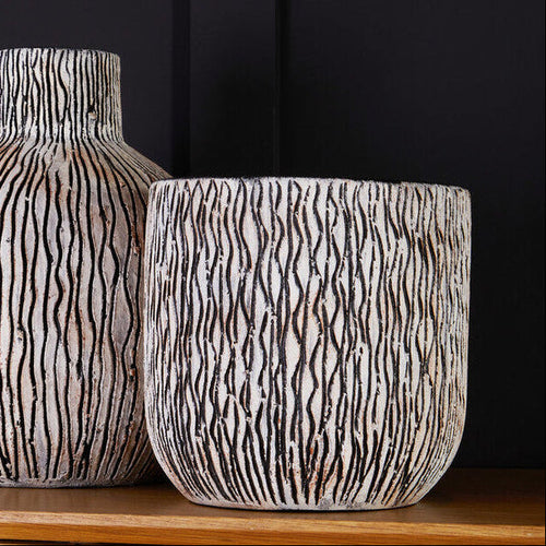 Arid Earthenware Black Modern Planter