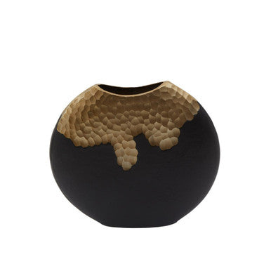 Daito Small Black & Gold Round Vase