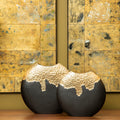 Daito Small Black & Gold Round Vase
