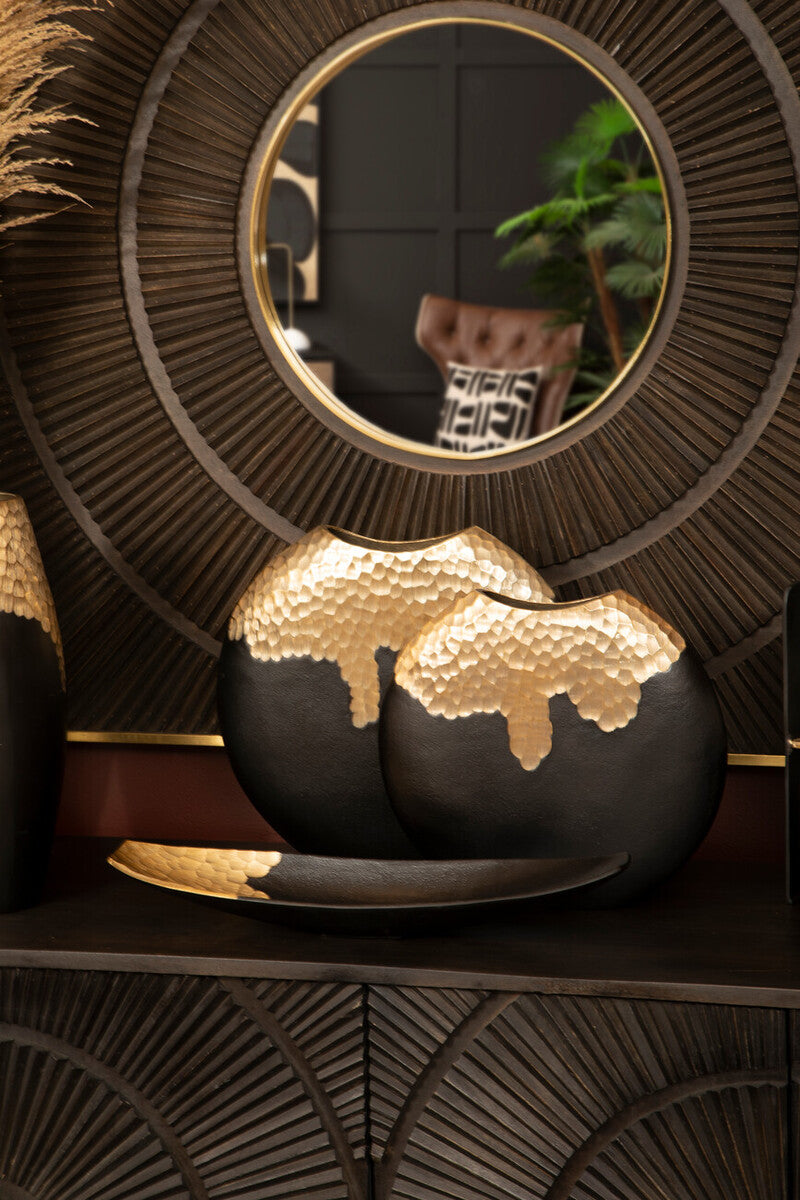 Daito Small Black & Gold Round Vase