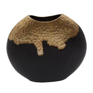 Daito Large Black & Gold Round Vase