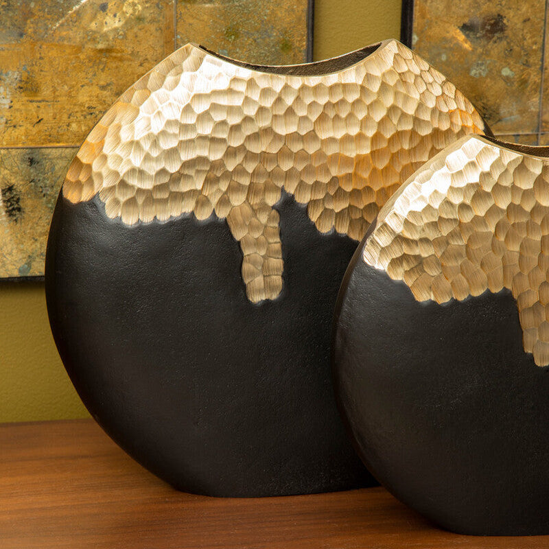 Daito Large Black & Gold Round Vase