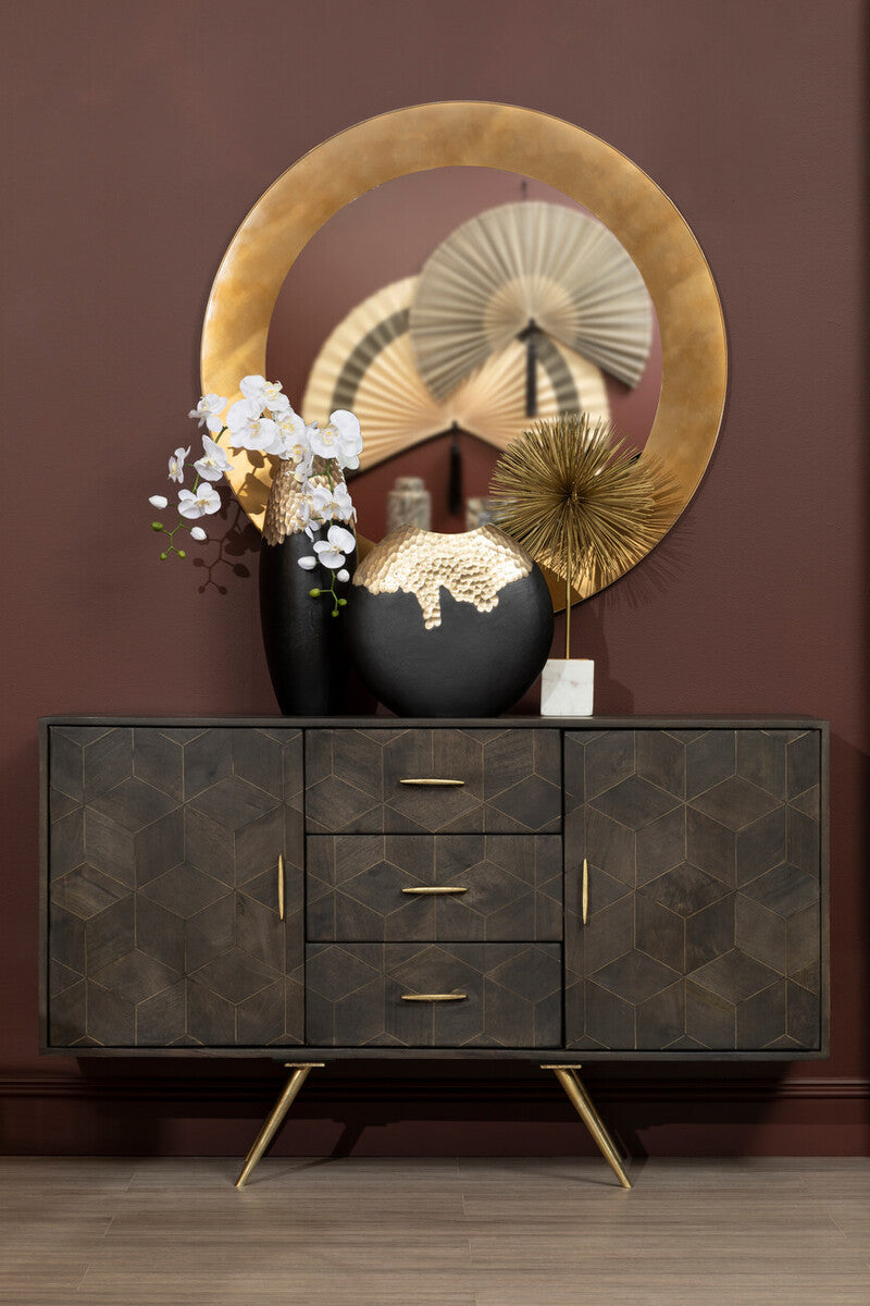 Daito Large Black & Gold Round Vase