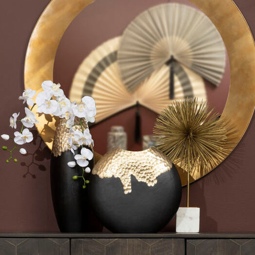 Daito Large Black & Gold Round Vase