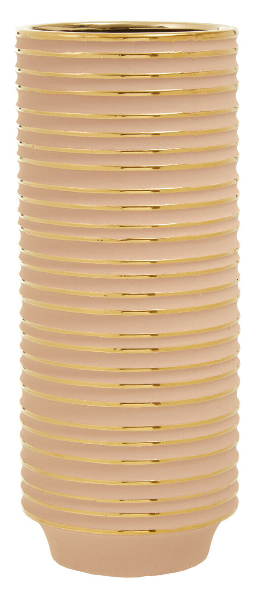 Haldis Large Blush Pink & Gold Ceramic Vase