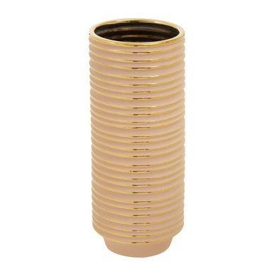 Haldis Large Blush Pink & Gold Ceramic Vase