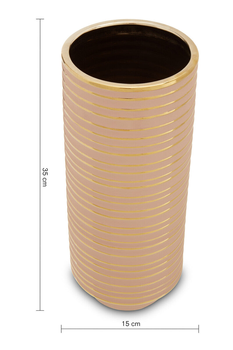 Haldis Large Blush Pink & Gold Ceramic Vase