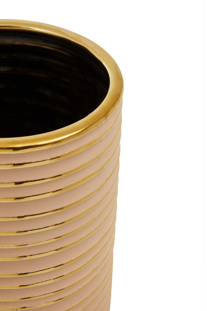 Haldis Large Blush Pink & Gold Ceramic Vase