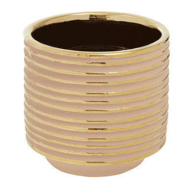 Haldis Blush Pink & Gold Small Ceramic Planter