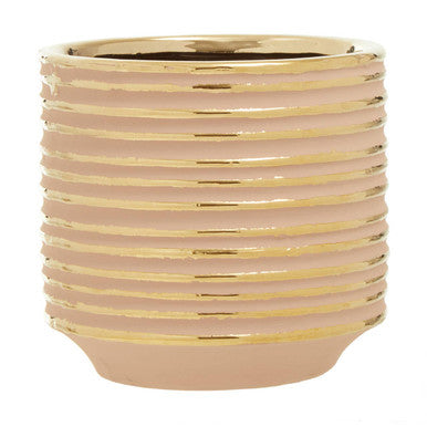 Haldis Blush Pink & Gold Small Ceramic Planter