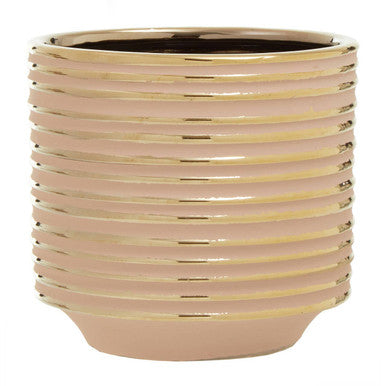 Haldis Blush Pink & Gold Large Ceramic Planter