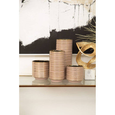 Haldis Blush Pink & Gold Large Ceramic Planter