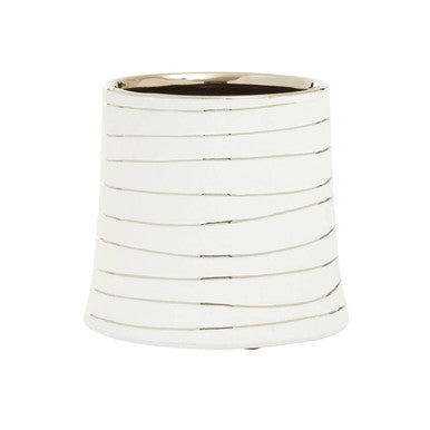 Haldis Small White & Silver Ceramic Planter