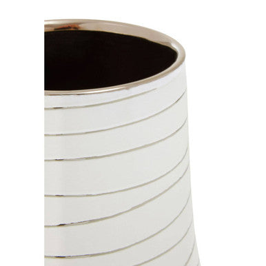 Haldis Small White & Silver Ceramic Planter